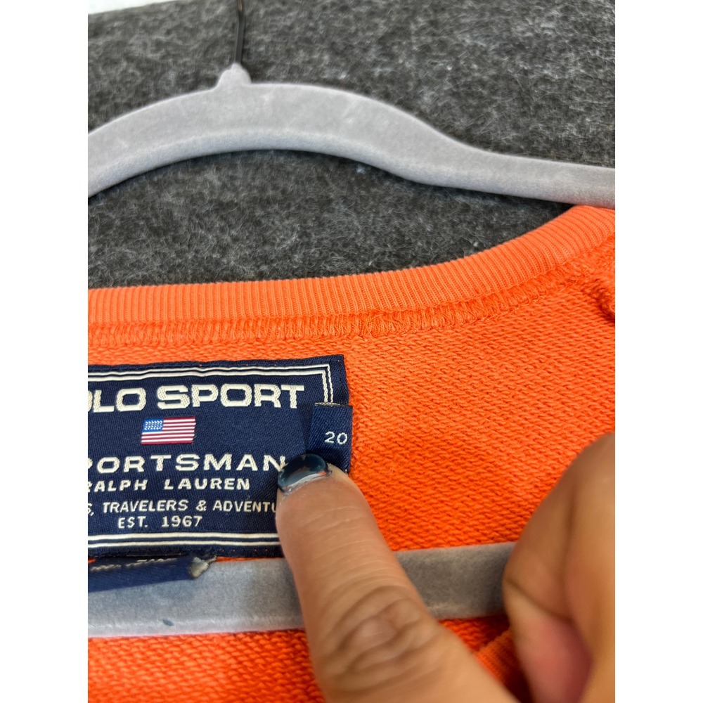 Vintage 90s Polo Sport Ralph Lauren Shore Guard Raglan Sweatshirt Men XXL Orange - Picture 6 of 11